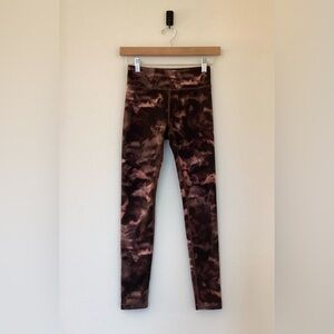 Athleta Girl High Rise Leggings Printed Chit Chat Tight Brown Pink Tie Dye L/12